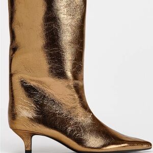 Zara LIKE NEW Gold effect Women's Boots size 7.5